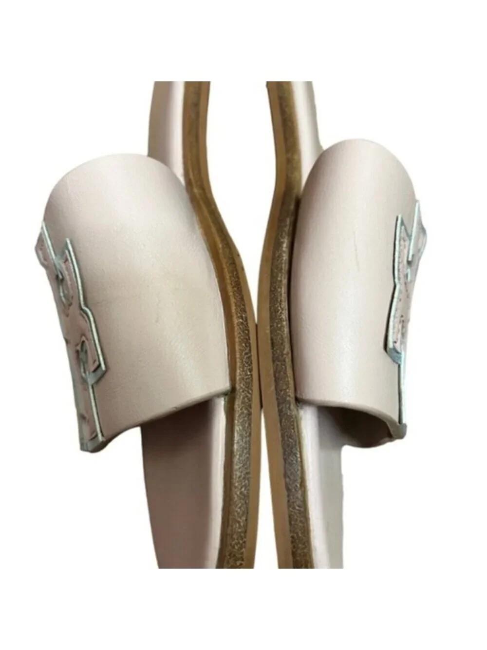 Tory Burch Ines Slides Sea Shell Pink Calf Leather Size‎ 7.5 US